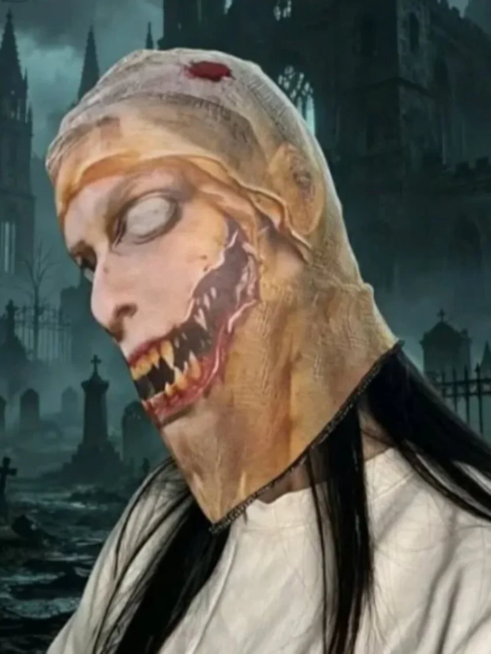 Creepy Bloody Zombie Halloween Sheer Nylon Pull On Over Head Costume Mask NEW